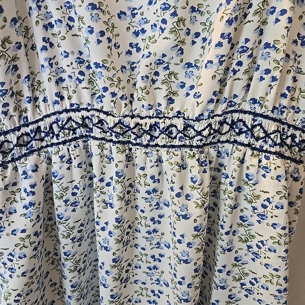 Roolee Women's Long Floral Dress Blue/white Cottagecore Peasant Fairy Sz M - Picture 4 of 16